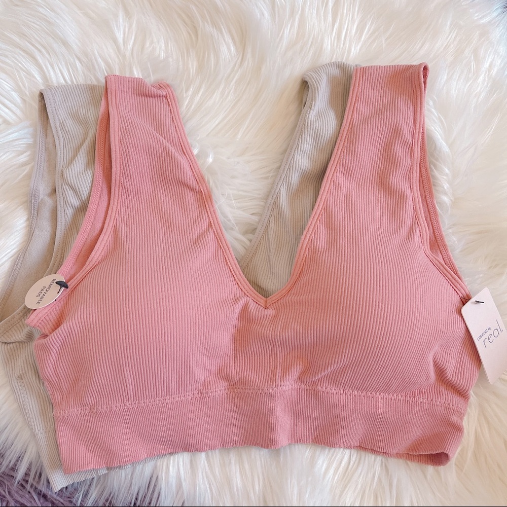 Comfort by Real Seamless Plunge Bralettes - Pack of 2